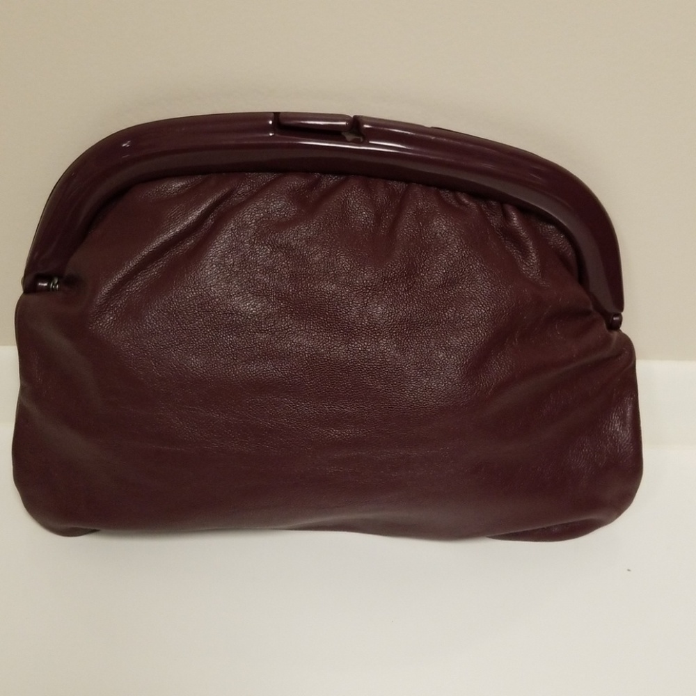 Vintage Plum Leather Clutch